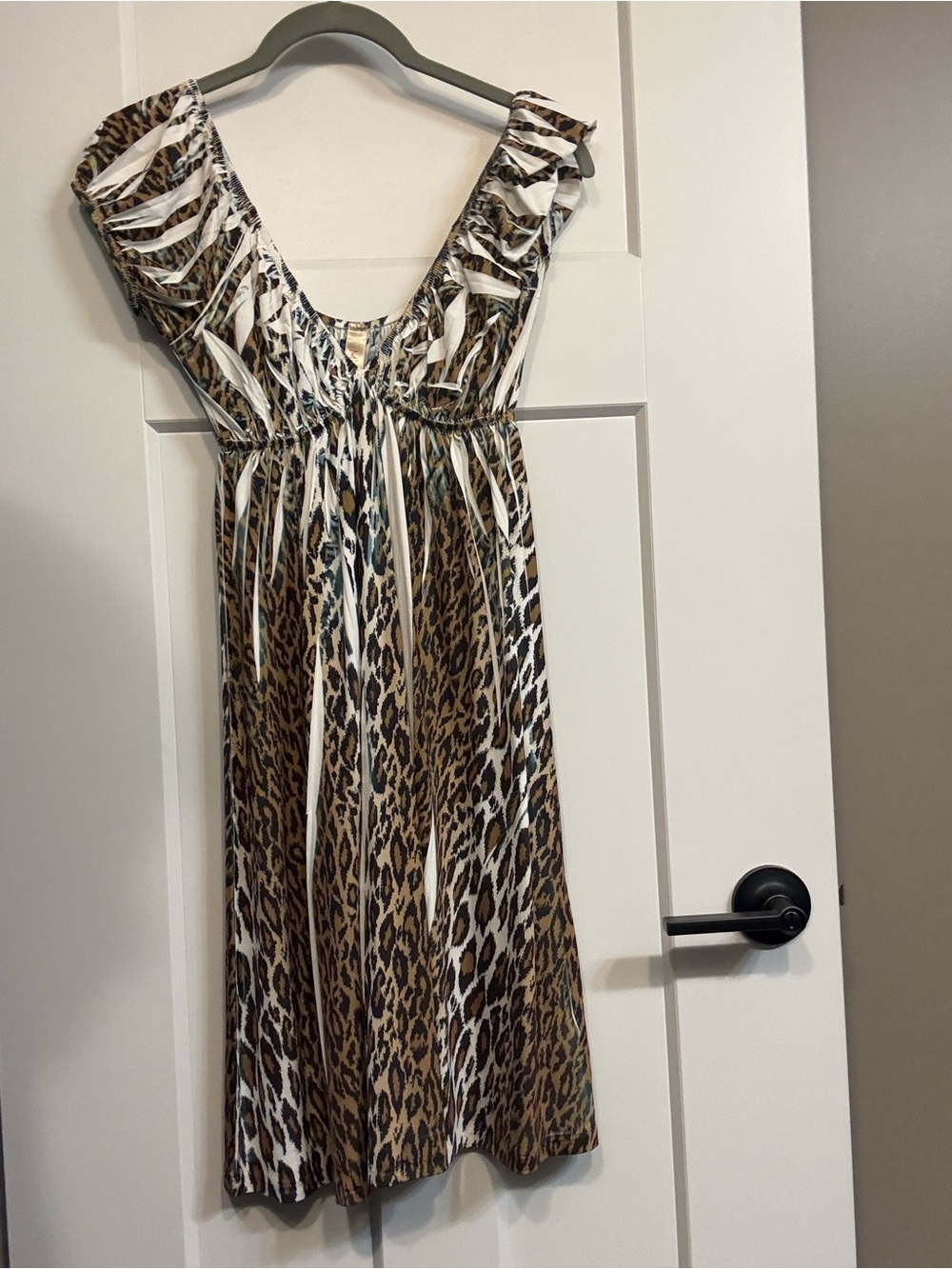 Leopard Print Midi Dress - Brown & Cream